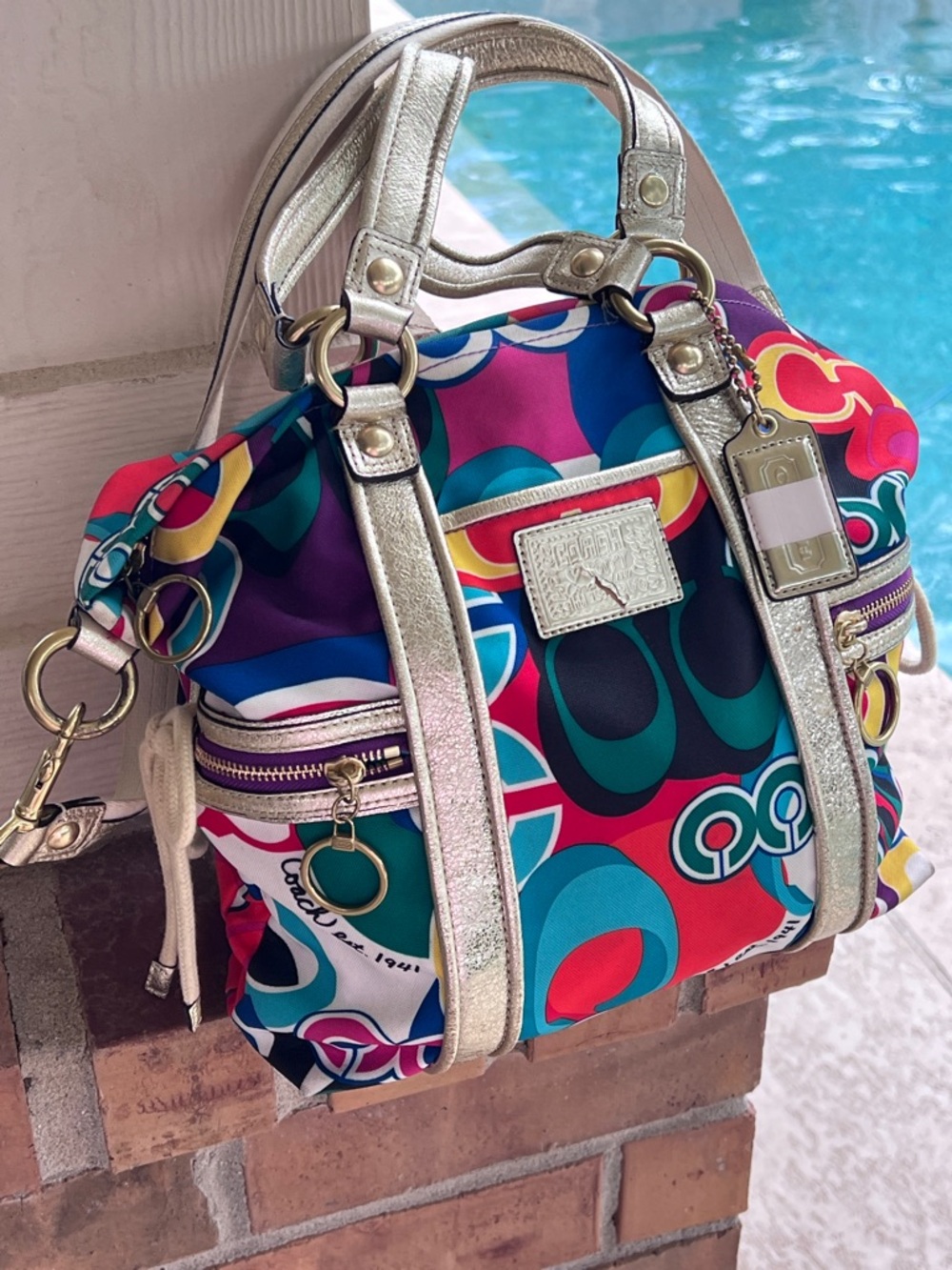 Coach Rare Poppy C Glam Signature Bag - Picture 5 of 10